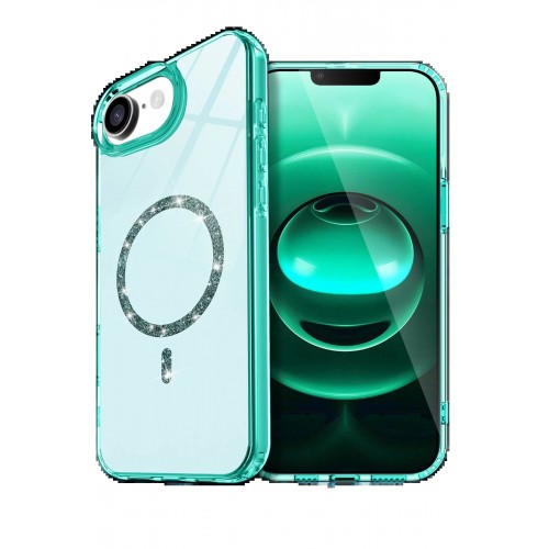 LRZ02 Apple iPhone 16E Live Diamond Magsafe Kapak - Yeşil