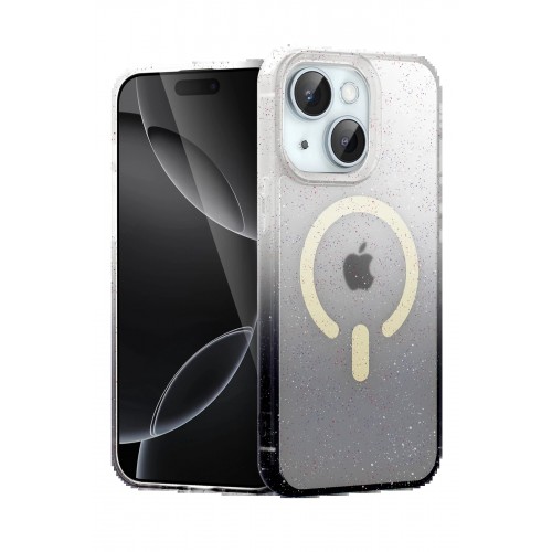 LRZ02 Apple iPhone 14 Pummel Shiny Magsafe Kapak - Siyah