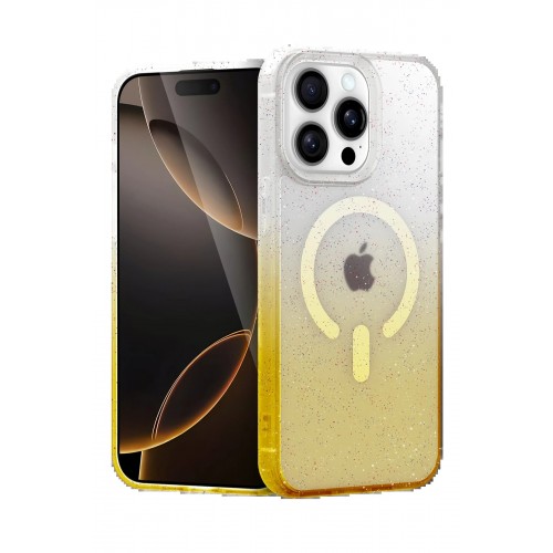 LRZ02 Apple iPhone 14 Pro Pummel Shiny Magsafe Kapak - Gold