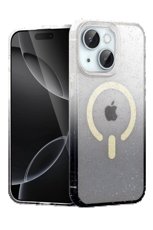 LRZ02 Apple iPhone 15 Pummel Shiny Magsafe Kapak - Siyah&hellip;