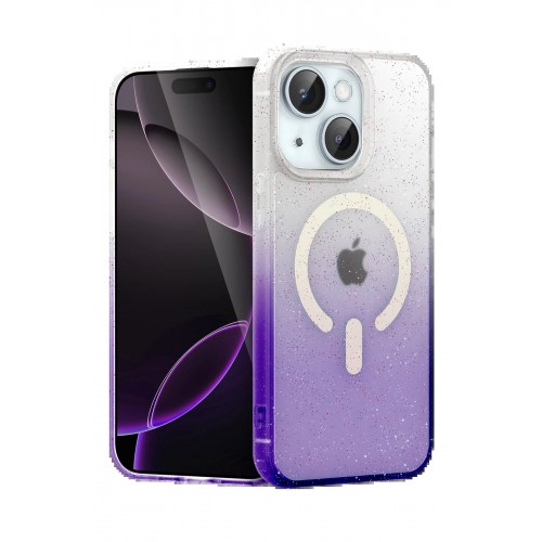 LRZ02 Apple iPhone 15 Plus Pummel Shiny Magsafe Kapak - Mor