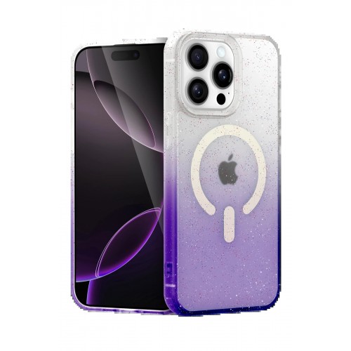 LRZ02 Apple iPhone 15 Pro Max Pummel Shiny Magsafe Kapak - Mor