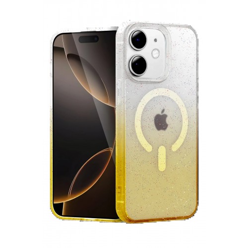 LRZ02 Apple iPhone 12 Pummel Shiny Magsafe Kapak - Gold