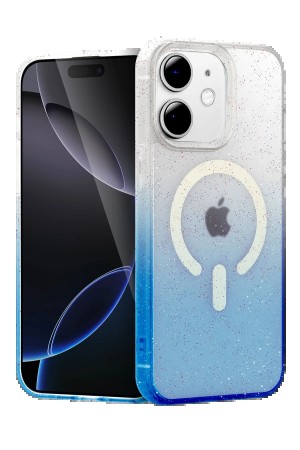 LRZ02 Apple iPhone 12 Pummel Shiny Magsafe Kapak - Mavi&hellip;