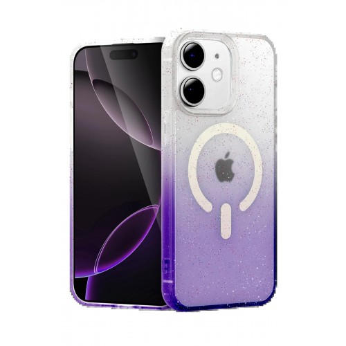 LRZ02 Apple iPhone 12 Pummel Shiny Magsafe Kapak - Mor