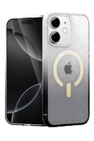 LRZ02 Apple iPhone 12 Pummel Shiny Magsafe Kapak - Siyah&hellip;