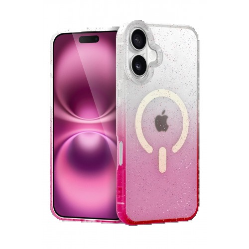LRZ02 Apple iPhone 16 Pummel Shiny Magsafe Kapak - Pembe
