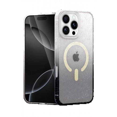 LRZ02 Apple iPhone 16 Pro Max Pummel Shiny Magsafe Kapak - Siyah