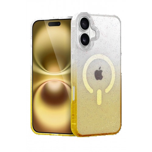 LRZ02 Apple iPhone 16 Plus Pummel Shiny Magsafe Kapak - Gold