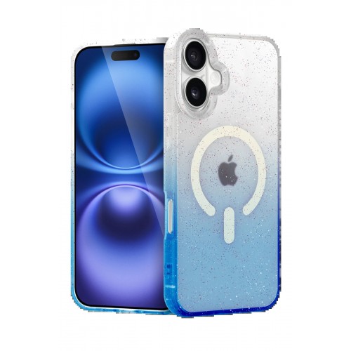 LRZ02 Apple iPhone 16 Plus Pummel Shiny Magsafe Kapak - Mavi