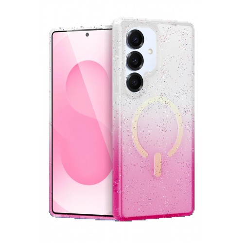 LRZ02 Samsung Galaxy S25 Pummel Shiny Magsafe Kapak - Pembe