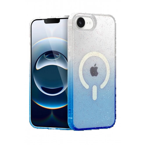 LRZ02 Apple iPhone 16E Pummel Shiny Magsafe Kapak - Mavi