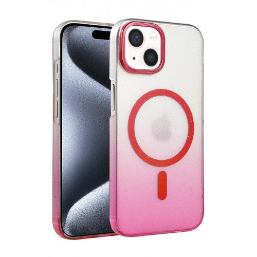 LRZ02 Apple iPhone 15 Glossy Magsafe Kapak - Pembe