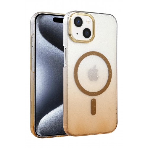 LRZ02 Apple iPhone 15 Glossy Magsafe Kapak - Çöl Titanyum