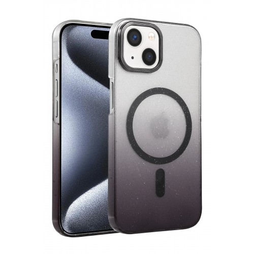 LRZ02 Apple iPhone 15 Plus Glossy Magsafe Kapak - Siyah