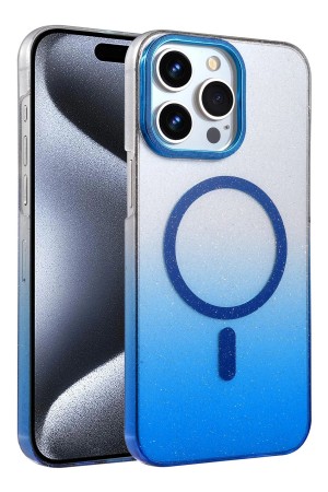 LRZ02 Apple iPhone 15 Pro Max Glossy Magsafe Kapak - Mavi&hellip;