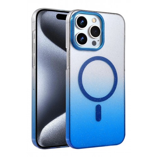 LRZ02 Apple iPhone 15 Pro Max Glossy Magsafe Kapak - Mavi
