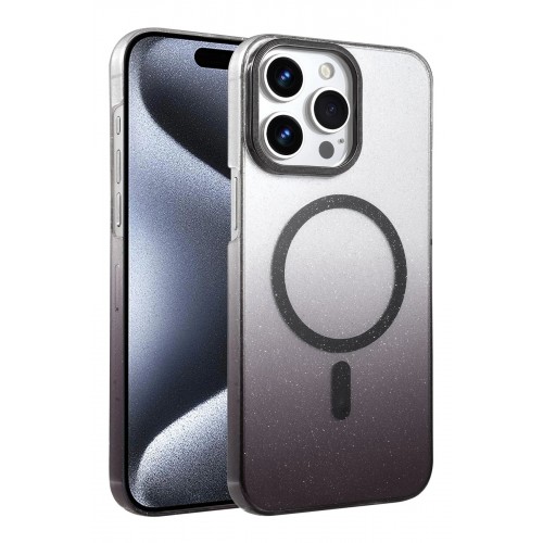LRZ02 Apple iPhone 15 Pro Max Glossy Magsafe Kapak - Siyah