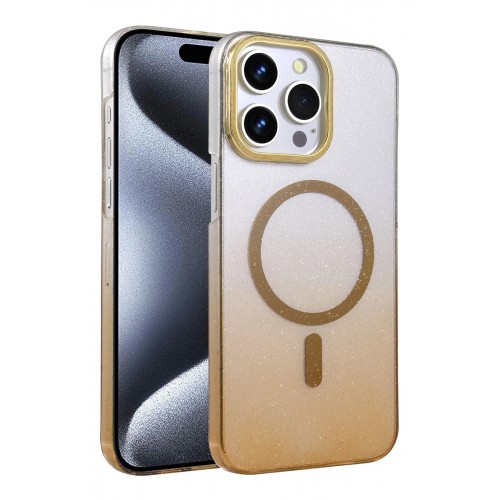 LRZ02 Apple iPhone 15 Pro Max Glossy Magsafe Kapak - Çöl Titanyum