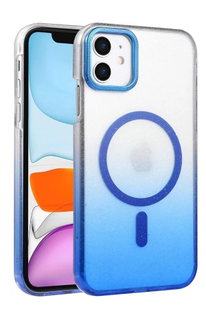 LRZ02 Apple iPhone 12 Glossy Magsafe Kapak - Mavi&hellip;