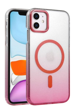 LRZ02 Apple iPhone 12 Glossy Magsafe Kapak - Pembe&hellip;