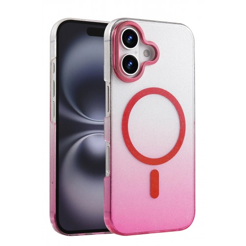 LRZ02 Apple iPhone 16 Glossy Magsafe Kapak - Pembe