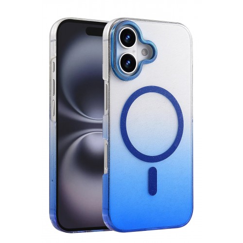 LRZ02 Apple iPhone 16 Plus Glossy Magsafe Kapak - Mavi
