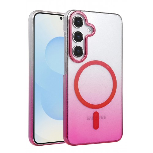 LRZ02 Samsung Galaxy S25 Glossy Magsafe Kapak - Pembe