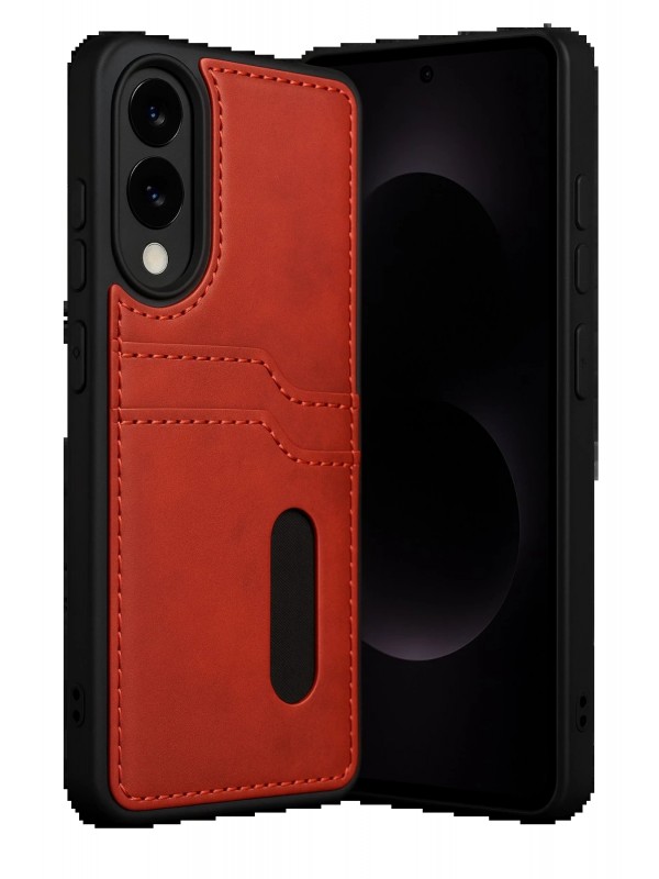 LRZ02 Samsung Galaxy S25 Edge Sara Kartvizitli Deri Kılıf - Kırmızı&hellip;