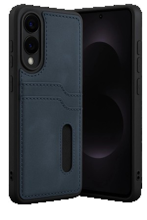 LRZ02 Samsung Galaxy S25 Edge Sara Kartvizitli Deri Kılıf - Lacivert&hellip;