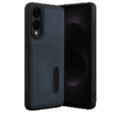 LRZ02 Samsung Galaxy S25 Edge Sara Kartvizitli Deri Kılıf - Lacivert