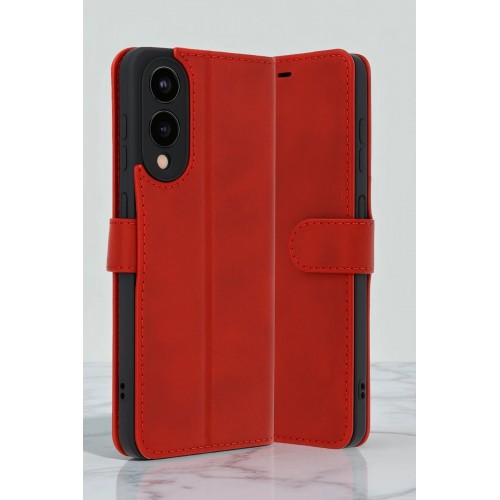 LRZ02 Samsung Galaxy S25 Edge Trend S Plus Kapaklı Kılıf - Kırmızı