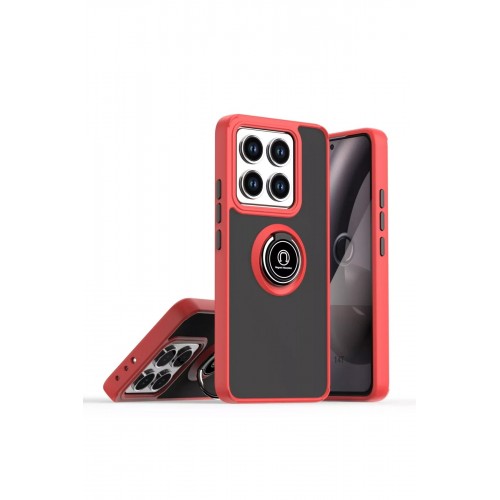 LRZ02 Xiaomi Mi 14T Montreal Yüzüklü Silikon Kapak - Kırmızı