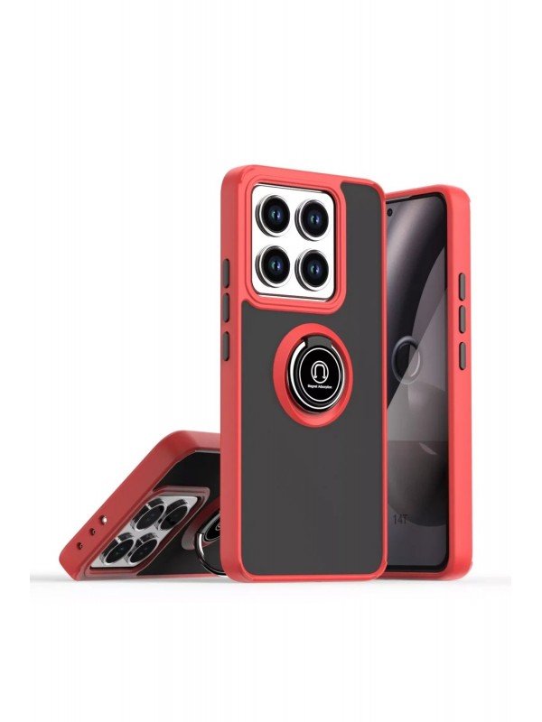 LRZ02 Xiaomi Mi 14T Montreal Yüzüklü Silikon Kapak - Kırmızı&hellip;