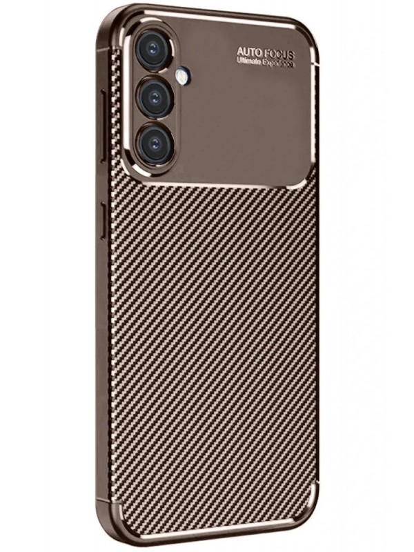 LRZ02 Samsung Galaxy S24 FE Kılıf Auto Focus Karbon Kapak - Kahverengi&hellip;