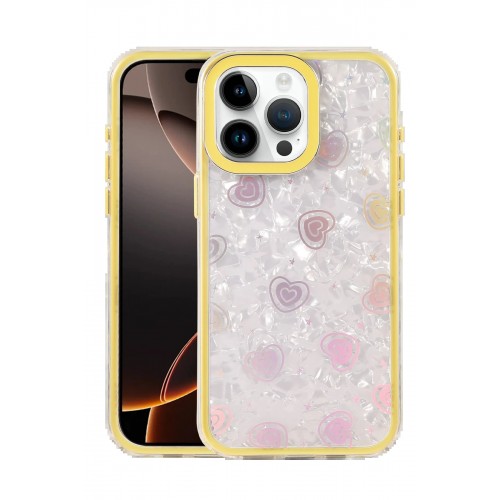 LRZ02 Apple iPhone 14 Pro Max Lumi Desenli Kapak - Sarı