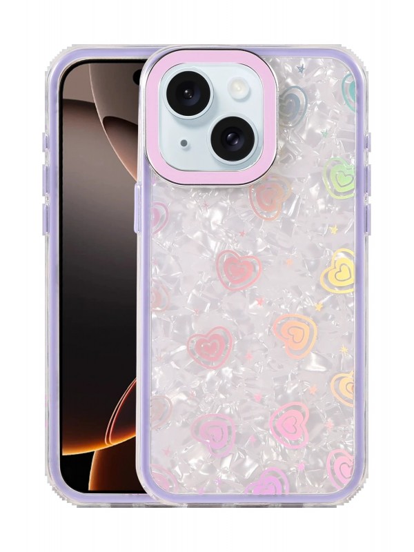 LRZ02 Apple iPhone 15 Lumi Desenli Kapak - Mor&hellip;