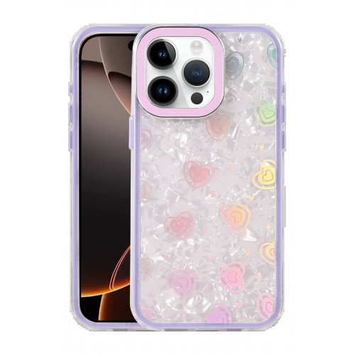 LRZ02 Apple iPhone 15 Pro Lumi Desenli Kapak - Mor