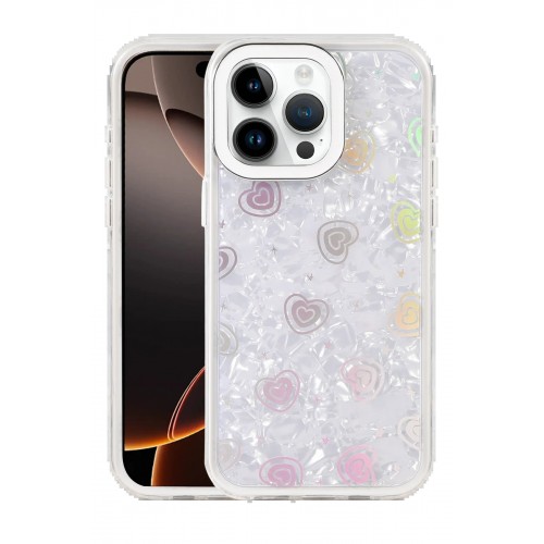 LRZ02 Apple iPhone 16 Pro Lumi Desenli Kapak - Beyaz LRZ02 Apple iPhone 16 Pro Lumi Desenli Kapak - Beyaz