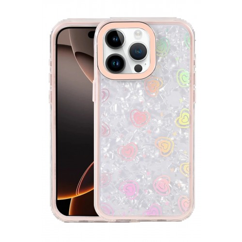 LRZ02 Apple iPhone 16 Pro Max Lumi Desenli Kapak - Pembe