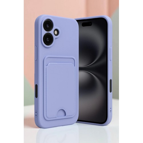 LRZ02 iPhone 16 Kılıf Kelvin Kartvizitli Silikon - Açık Yeşil