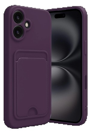 LRZ02 iPhone 16 Kılıf Kelvin Kartvizitli Silikon - Derin Mor&hellip;