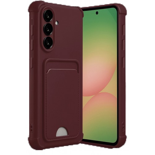 LRZ02 Samsung Galaxy A56 Kılıf Kelvin Kartvizitli Silikon - Bordo