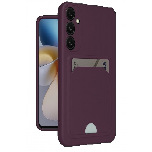 LRZ02 Samsung Galaxy A56 Kılıf Kelvin Kartvizitli Silikon - Derin Mor