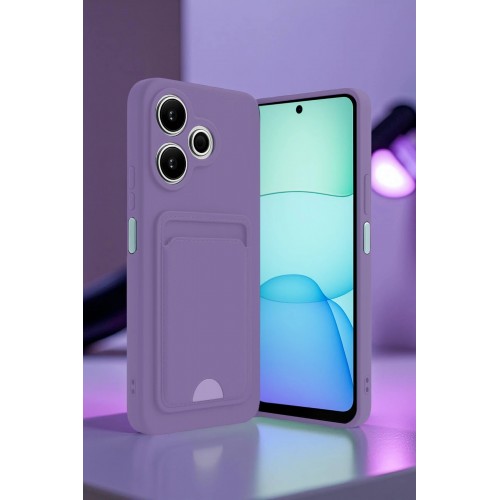 LRZ02 Xiaomi Redmi 13 4G Kılıf Kelvin Kartvizitli Silikon - Bordo