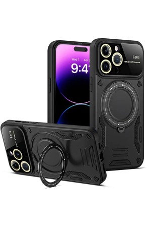 LRZ02 iPhone 15 Pro Kılıf Joy Lens Standlı Kapak - Siyah&hellip;