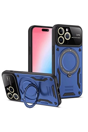 LRZ02 iPhone 15 Pro Joy Lens Standlı Kapak - Lacivert&hellip;