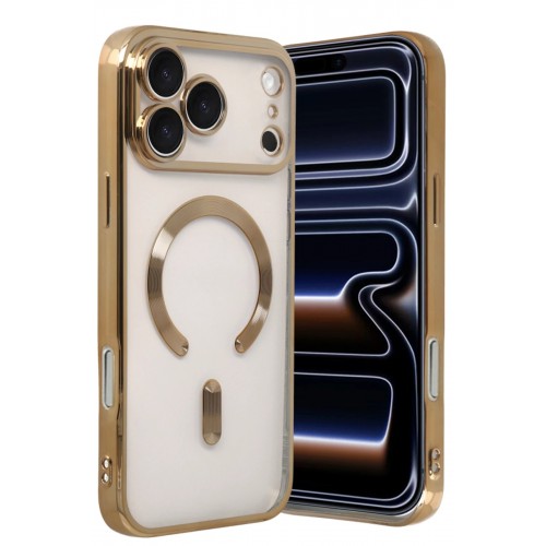 LRZ02 Apple iPhone 17 Pro Max Kross Magneticsafe Kapak - Gold