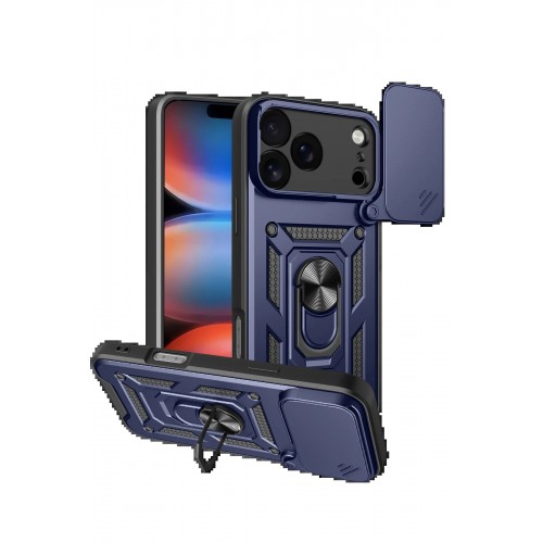 LRZ02 Apple iPhone 17 Pro Max Pars Lens Yüzüklü Silikon - Lacivert