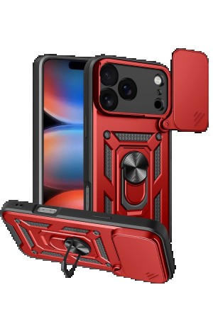 LRZ02 Apple iPhone 17 Pro Max Pars Lens Yüzüklü Silikon - Kırmızı&hellip;